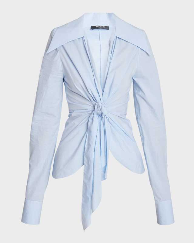 Mini Vichy Poplin Knotted Shirt